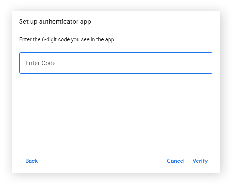 从 Google Authenticator 应用中输入代码的画面